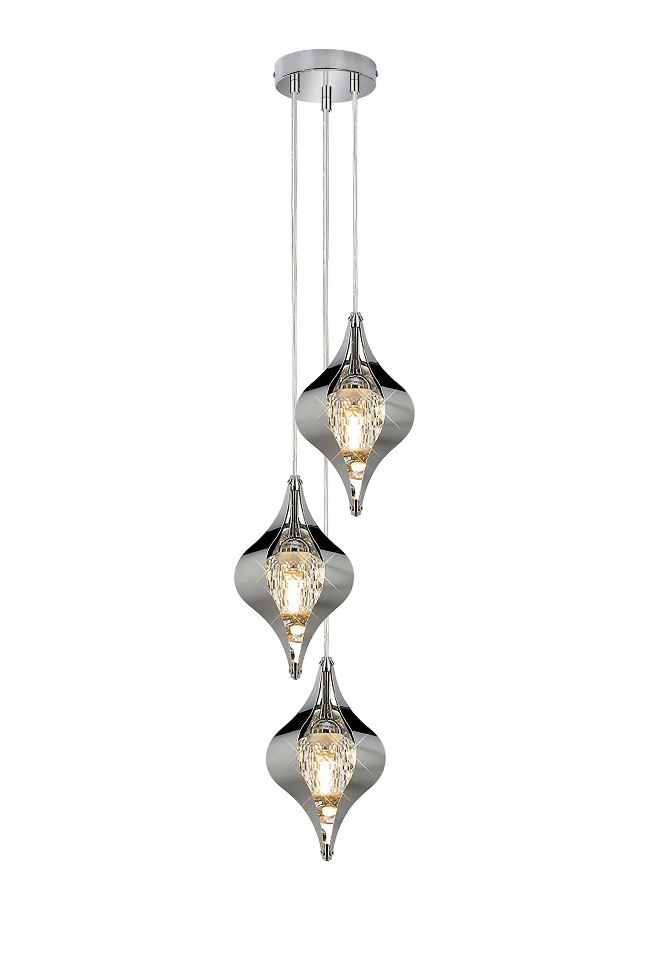 Amano Crystal Ceiling Lights Diyas Multiple Crystal Pendants
